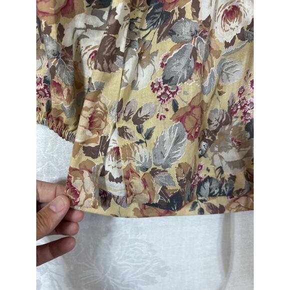 Fran Keene Vintage Tunic 12 Tan Floral Belted Cottagecore Fall Neutral Country - Picture 4 of 12